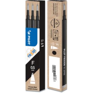Pilot Pack de 3 Recambios para Frixion Ball / Frixion Clicker - Tinta Gel Borrable - Punta de Bola 0.5mm - Trazo 0.3mm - Color Negro