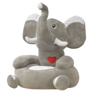 Cadeira em pelúcia infantil, elefante, cinzento