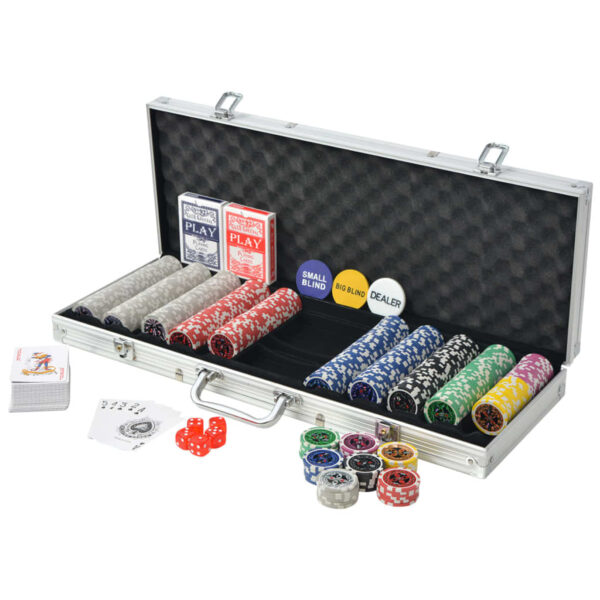 Conjunto de póquer com 500 fichas a laser, alumínio - Image 2