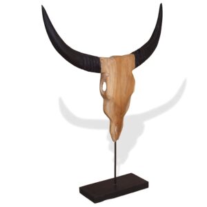 Touro Crânio Escultura Teca 66x15x88 cm