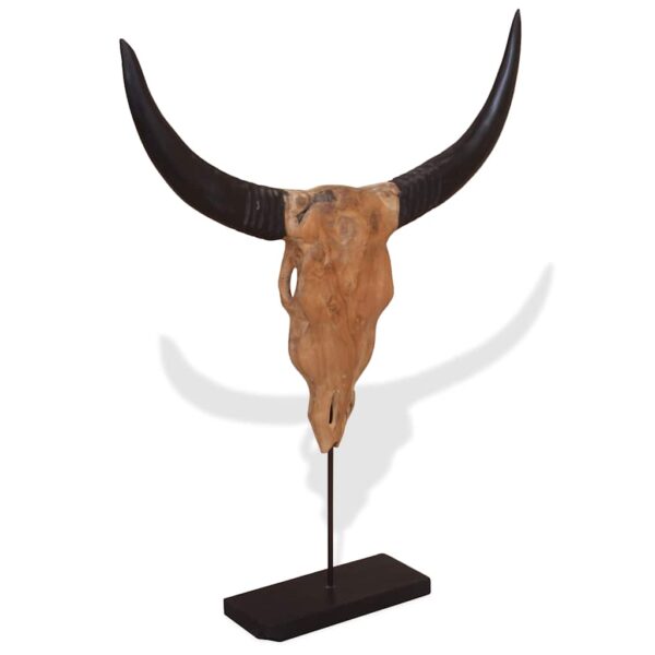 Touro Crânio Escultura Teca 66x15x88 cm - Image 3