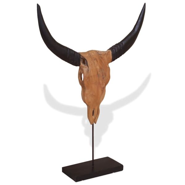Touro Crânio Escultura Teca 66x15x88 cm - Image 4