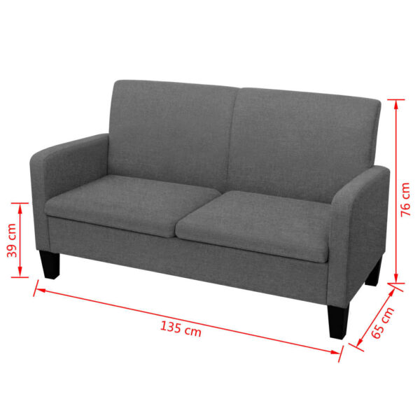 Sofá de 2 lugares 135x65x76 cm cinzento escuro - Image 4