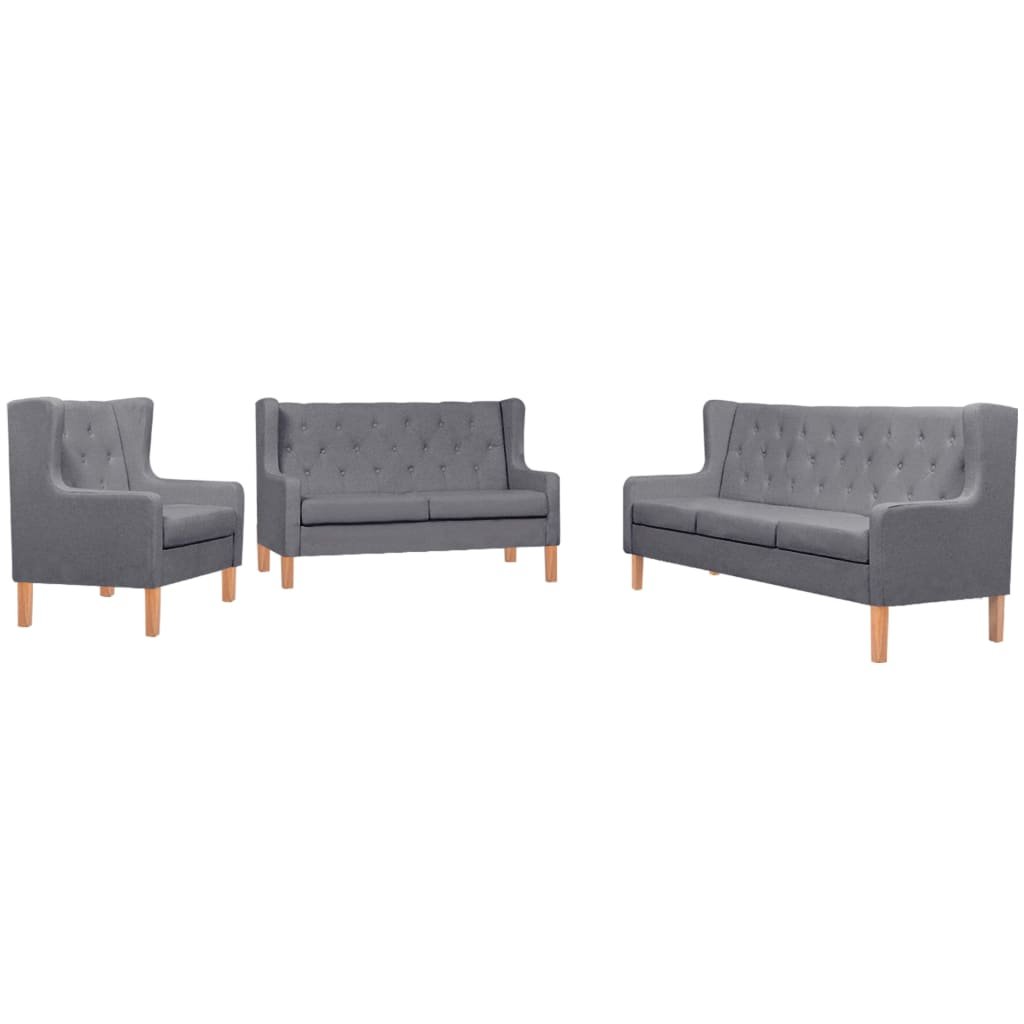 Conjunto de sofás 3 pcs tecido cinzento