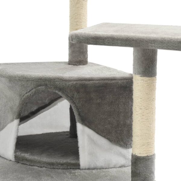Árvore p/ gatos c/ postes arranhadores sisal 203cm cinza/branco - Image 5
