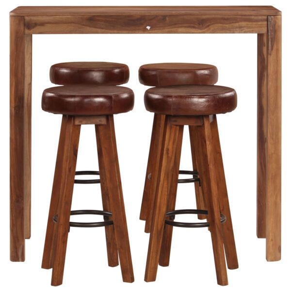 Conjunto de bar 5 pcs 115x56x107 cm madeira maciça - Image 2