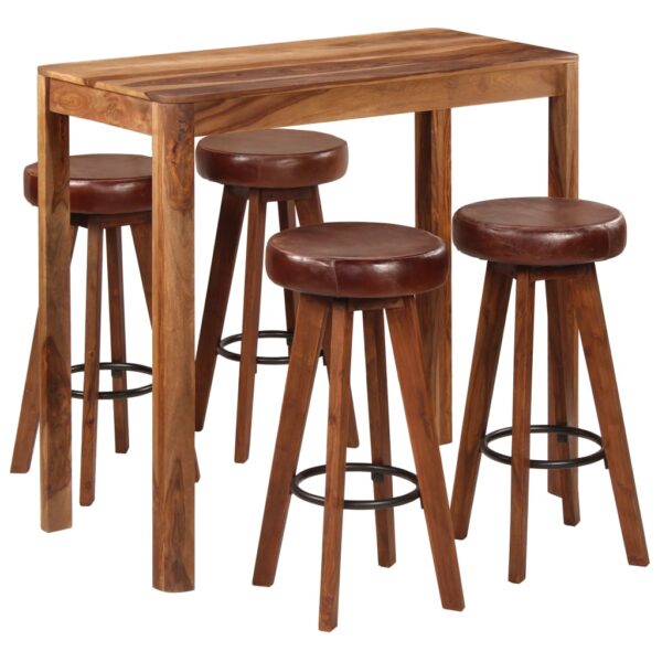 Conjunto de bar 5 pcs 115x56x107 cm madeira maciça - Image 11