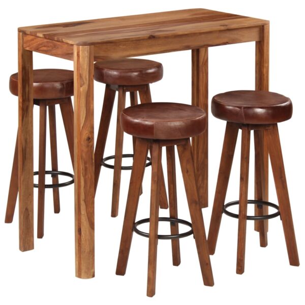 Conjunto de bar 5 pcs 115x56x107 cm madeira maciça - Image 12