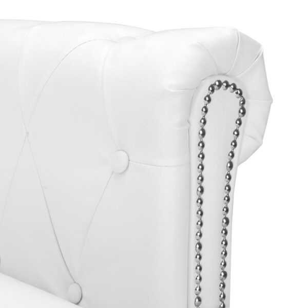 Sofá Chesterfield em forma de L couro artificial branco - Image 4