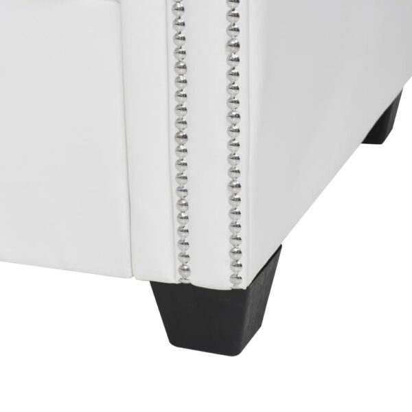 Sofá Chesterfield em forma de L couro artificial branco - Image 6