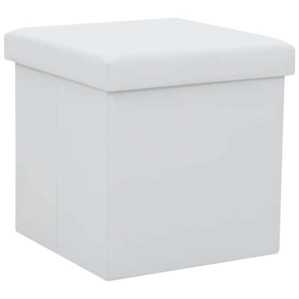 Bancos de arrumação dobráveis 2 pcs couro artificial branco - Image 2