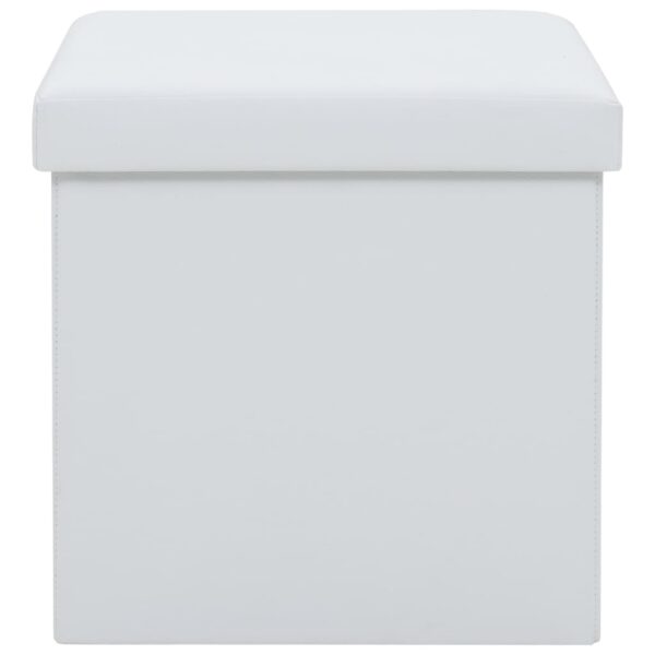 Bancos de arrumação dobráveis 2 pcs couro artificial branco - Image 5