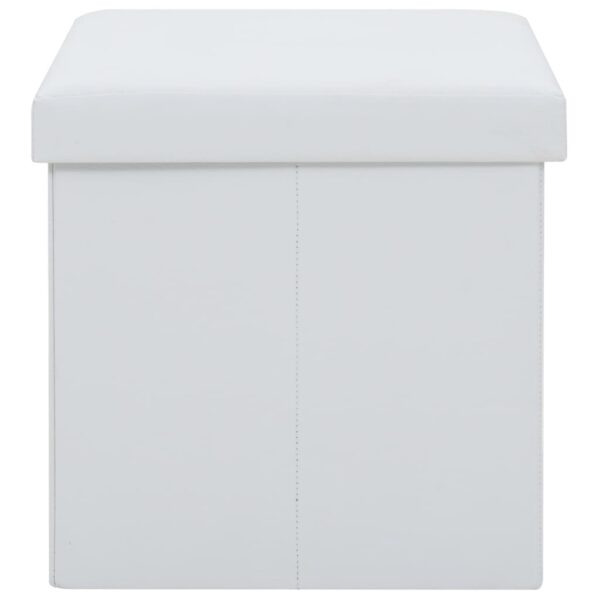 Bancos de arrumação dobráveis 2 pcs couro artificial branco - Image 6