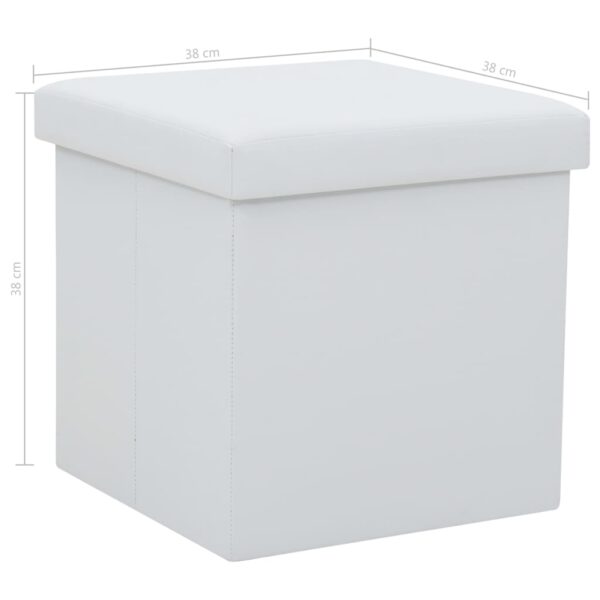 Bancos de arrumação dobráveis 2 pcs couro artificial branco - Image 9
