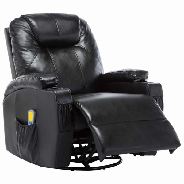 Cadeira de massagem reclinável couro artificial preto - Image 3