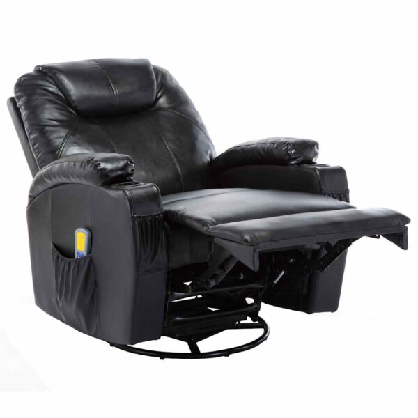 Cadeira de massagem reclinável couro artificial preto - Image 4