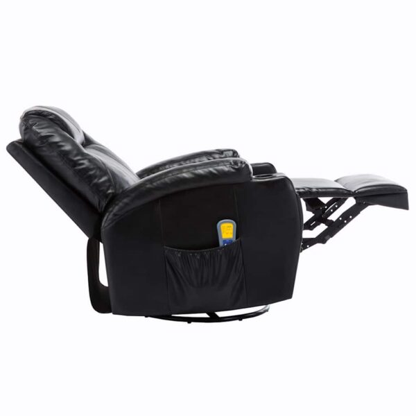 Cadeira de massagem reclinável couro artificial preto - Image 5