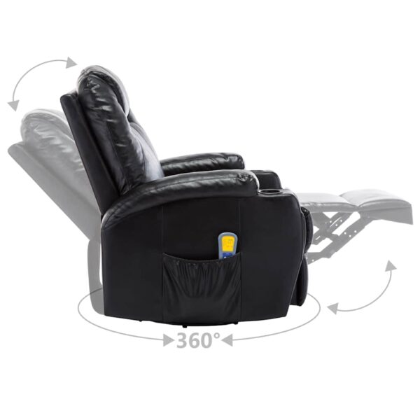 Cadeira de massagem reclinável couro artificial preto - Image 6