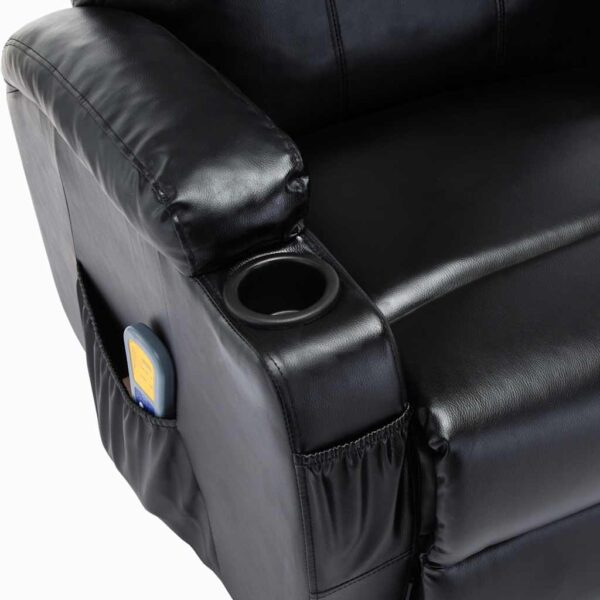 Cadeira de massagem reclinável couro artificial preto - Image 8