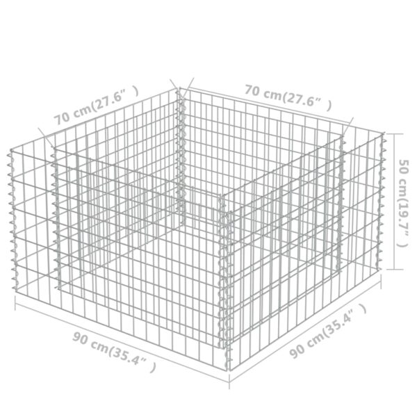 Canteiro elevado/cesto gabião 90x90x50 cm aço galvanizado - Image 6