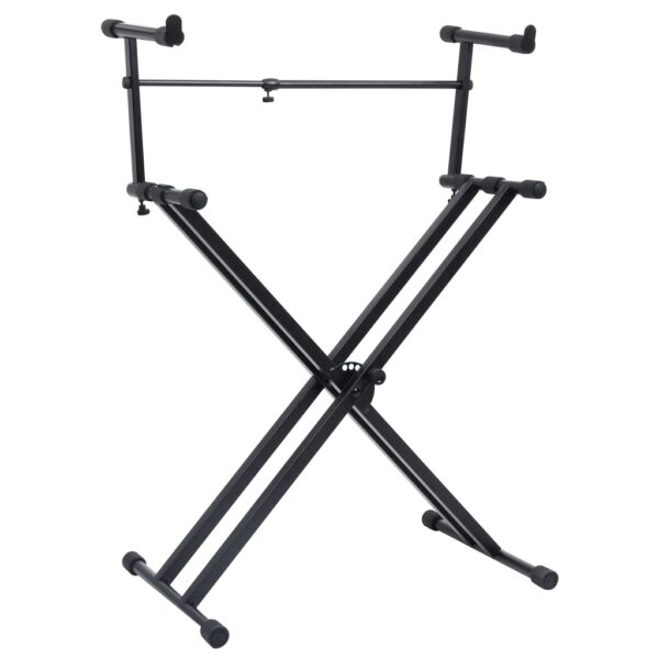 Suporte duplo para teclado com estrutura em X preto