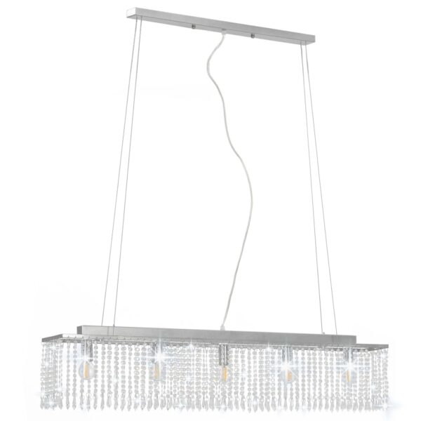Candeeiro de teto com contas de cristal 104 cm E14 prateado - Image 2