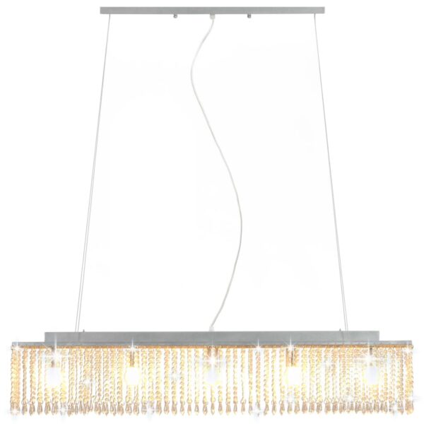 Candeeiro de teto com contas de cristal 104 cm E14 prateado - Image 3