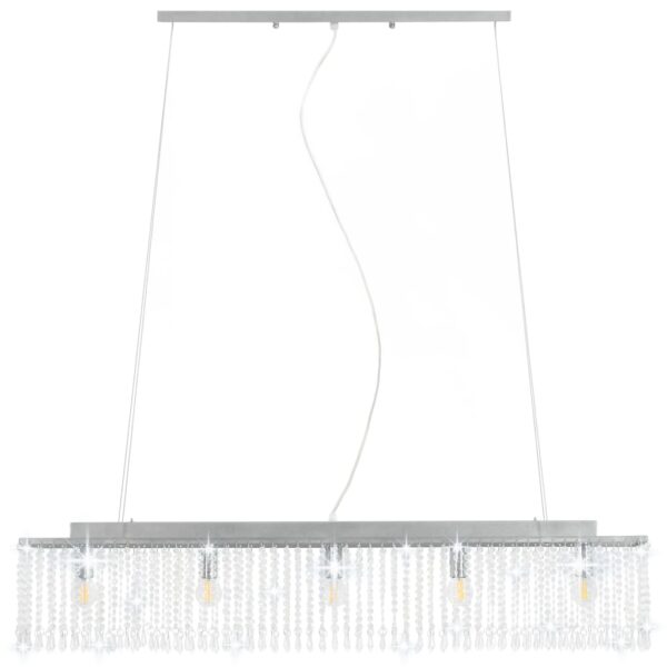 Candeeiro de teto com contas de cristal 104 cm E14 prateado - Image 4