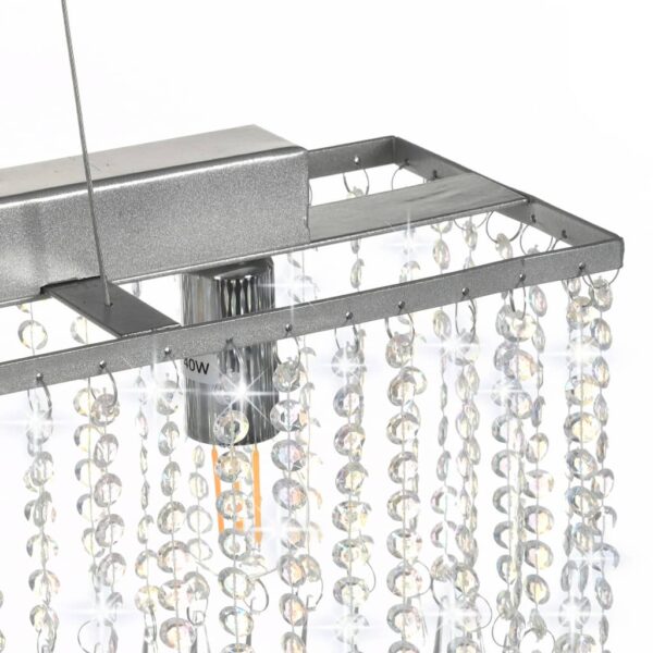 Candeeiro de teto com contas de cristal 104 cm E14 prateado - Image 5