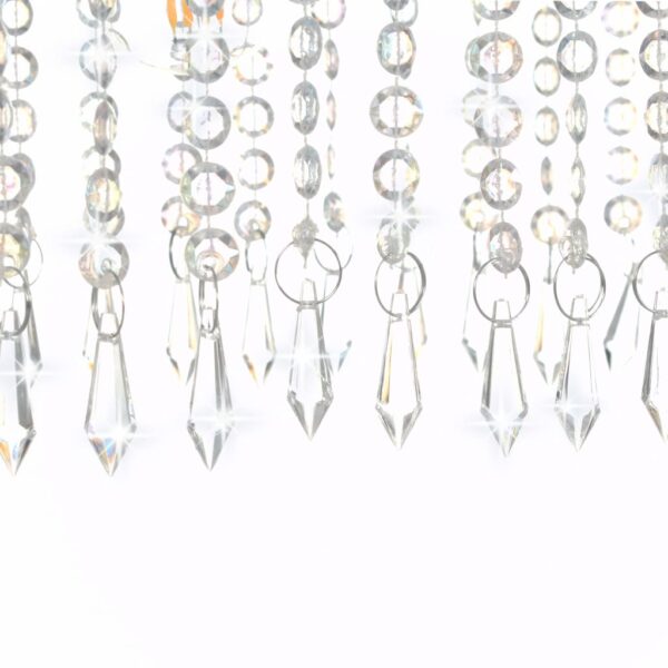 Candeeiro de teto com contas de cristal 104 cm E14 prateado - Image 6