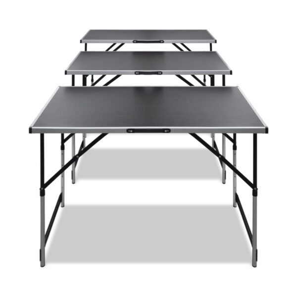 Conjunto mesas de campismo 3 pcs desdobráveis altura ajustável - Image 2