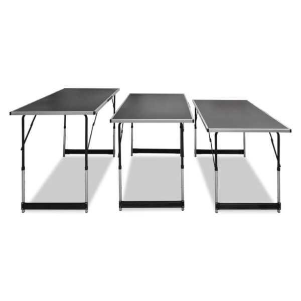 Conjunto mesas de campismo 3 pcs desdobráveis altura ajustável - Image 3
