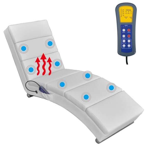 Cadeira de massagens couro artificial branco - Image 3