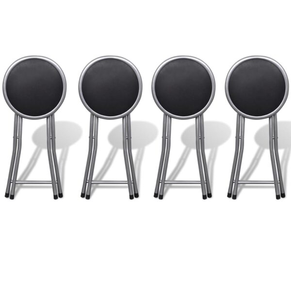 Bancos de bar dobráveis 4 pcs couro artificial - Image 2