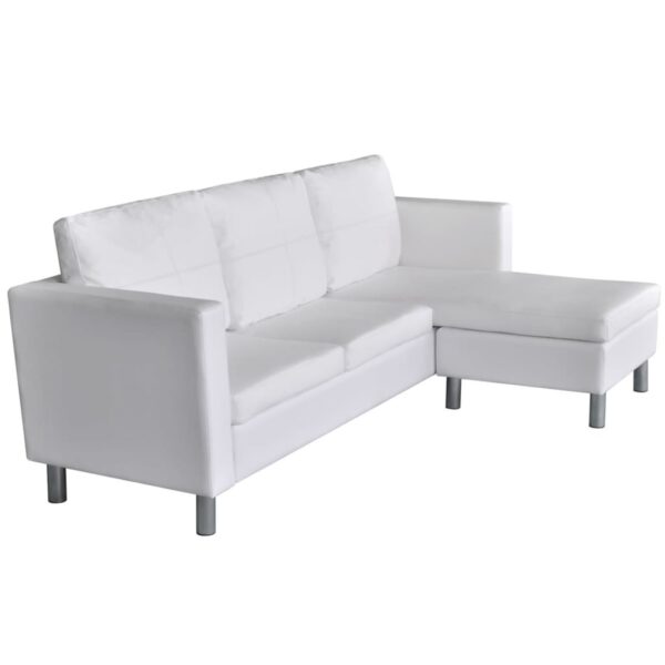Sofá secional de 3 lugares couro artificial branco - Image 2