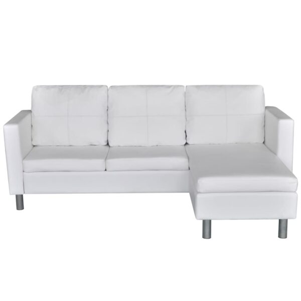 Sofá secional de 3 lugares couro artificial branco - Image 3