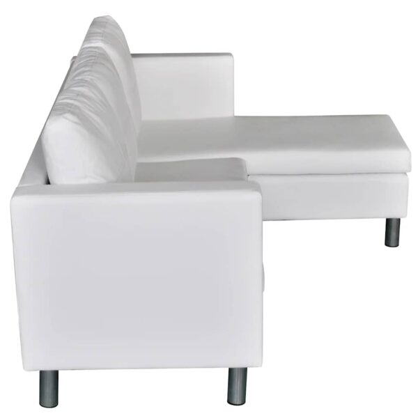 Sofá secional de 3 lugares couro artificial branco - Image 4