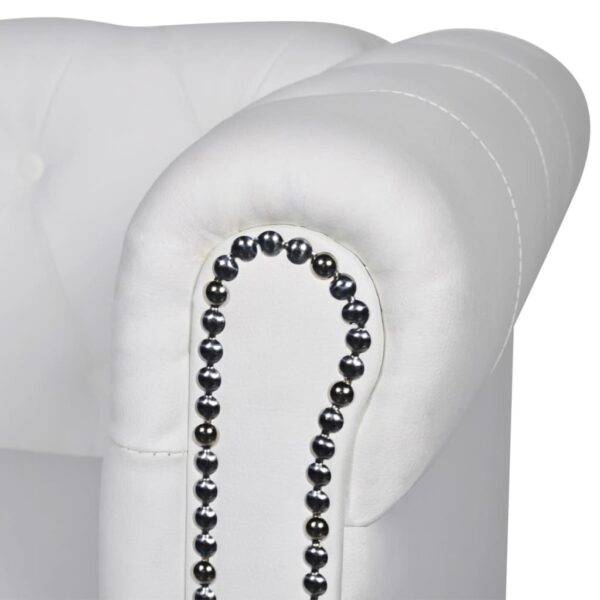 Sofá Chesterfield de 2 lugares em couro artificial branco - Image 3