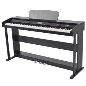 Piano digital de 88 teclas com pedais, placa de melamina preta