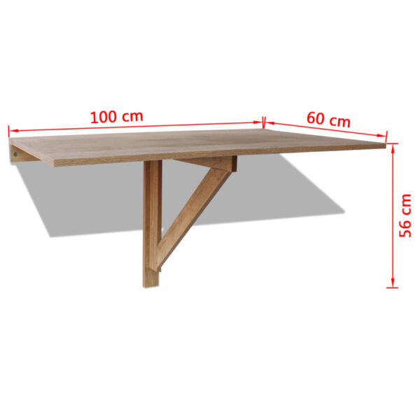 Mesa de parede dobrável 100x60 cm carvalho - Image 5