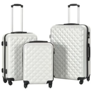 Conjunto de tróleis estojo rígido 3 pcs ABS prateado brilhante