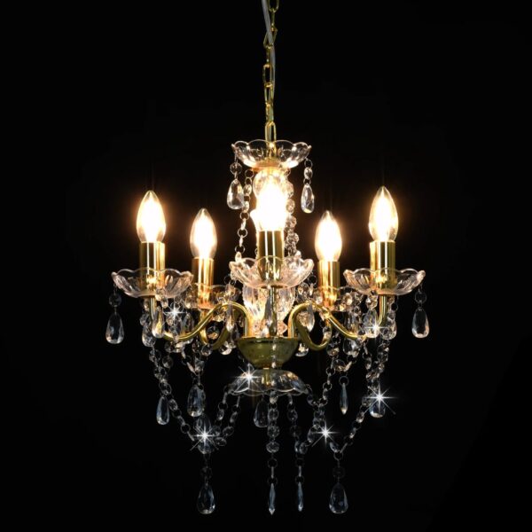 Lustre com contas de cristal redondo 5 x E14 dourado - Image 4