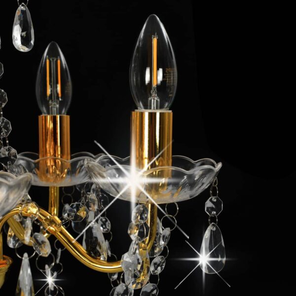 Lustre com contas de cristal redondo 5 x E14 dourado - Image 5