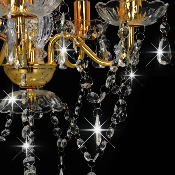 Lustre com contas de cristal redondo 5 x E14 dourado - Image 6