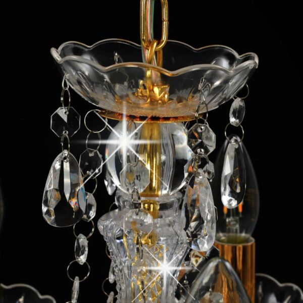 Lustre com contas de cristal redondo 5 x E14 dourado - Image 7