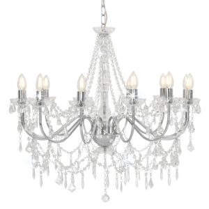 Lustre com contas lâmpadas 12 x E14 prateado