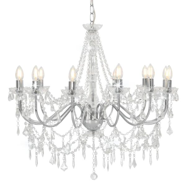 Lustre com contas lâmpadas 12 x E14 prateado