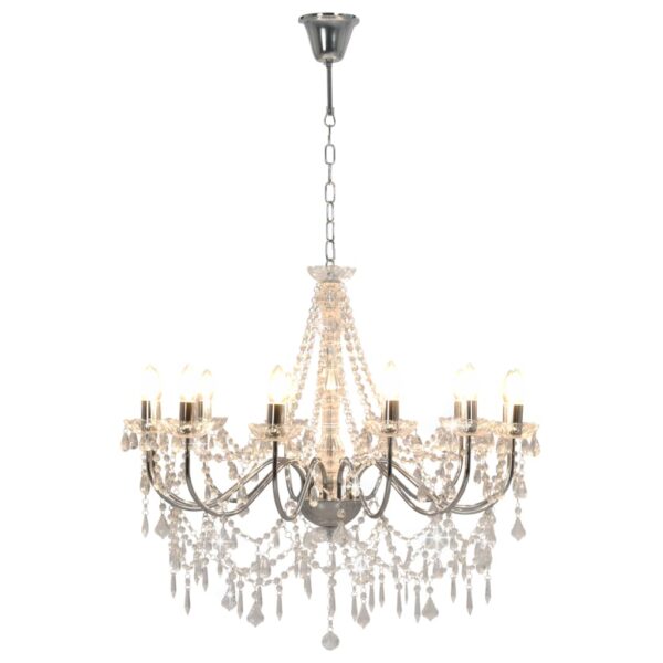 Lustre com contas lâmpadas 12 x E14 prateado - Image 2