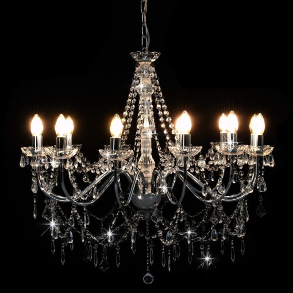 Lustre com contas lâmpadas 12 x E14 prateado - Image 3
