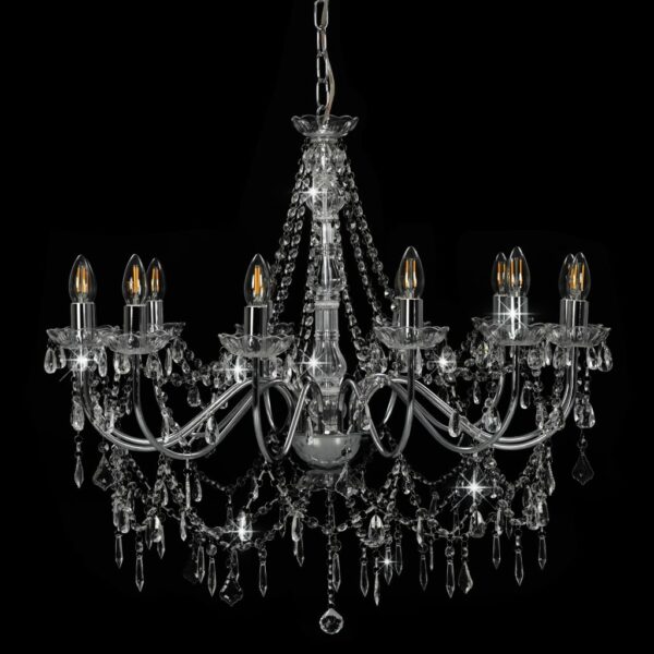 Lustre com contas lâmpadas 12 x E14 prateado - Image 4